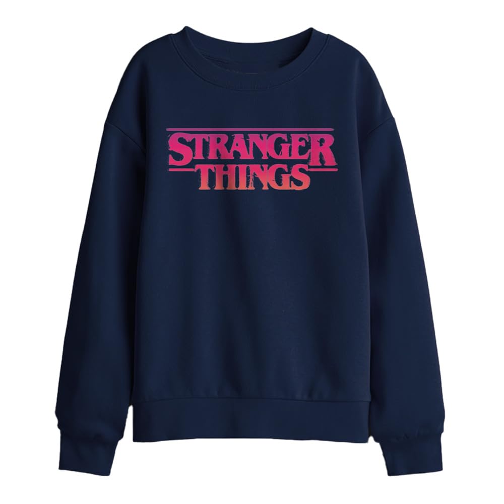 Stranger Things Sunset Logo Kids Sweatshirt, Black, 5-6