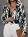Zeagoo Button Down Shirts for Women Dressy Casual Dark Print Long Sleeve Blouses Lightweight Work Tops Fashion Outfit