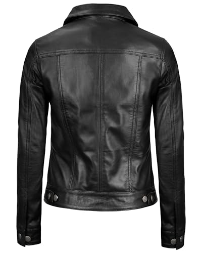 Decrum Womens Leather Jacket - Real Lambskin Trucker Style Leather Jackets for Women3