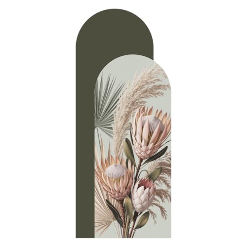 Image of PAPER PLANE DESIGN Boho Arch Wall Mural - Peel & Stick Wallpaper with Earthty Tone Plant - Waterproof Self Adhesive Canvas Texture for Living Room, Entryway - Size: 6ft x 2.5ft (E)
