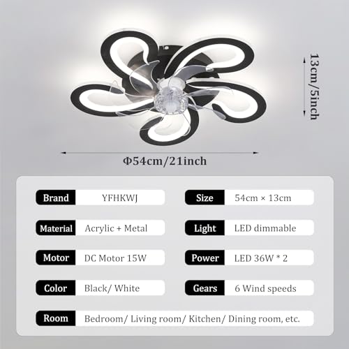 Ventilateur de plafond moderne LED avec variateur et télécommande - 6