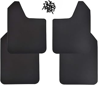 Universal Mud Flaps 4-Piece Set for Trucks/SUVs - Black/Red, Pre-Mounted Screws, Mud Splash Protection, Off-Road Mud Guard with Adjustable Clamps