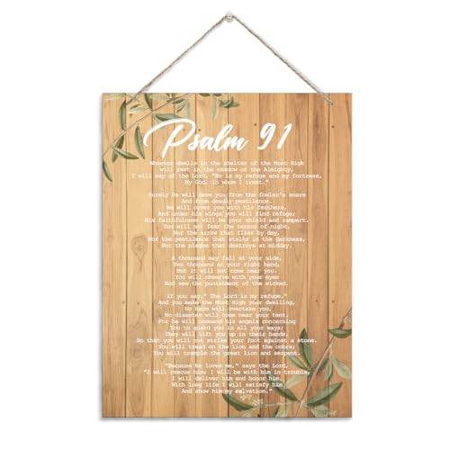 BQL Psalms 91 Wall Art Sign, 8X10 inches, MDF Wood, Mental Health & Self-Awareness, Wall Mount, Contemporary, Decorative Signs