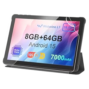 AWOW Tablet 10 Zoll Android 15: 2025 Neueste 7000mAh Octa-Core 8GB RAM+64GB 1TB TF Tablet PC mit WiFi 6 2.4G/5G Bluetooth 5.0 1280 * 800 FHD GMS Dual Kamera mit Hülle und Schutzfolie