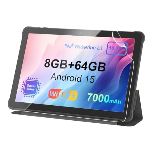 AWOW Tablet 10 Zoll Android 14: 2025 Neueste Octa-Core 8GB RAM+64GB 1TB TF Tablet PC mit WiFi 6 Bluetooth 5.0 5000mAh 1280 * 800 FHD GMS Dual Kamera mit Hülle