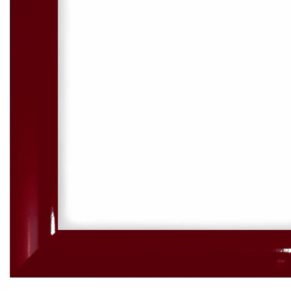 PrimeLuxe Cornice portafoto su misura, stretta, 29,7 x 42 cm, DIN A3, in rosso bordeaux lucido, dimensioni a scelta, con vetro acrilico antiriflesso, cornice per poster, puzzle, collage fotografico