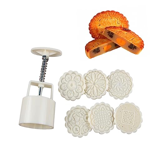 VINTORKY Round Moon Cake Mould with Stamps for Baking and Fondant Making Kitchen Gadget for Homemade Moon Cakes for Festive Celebrations