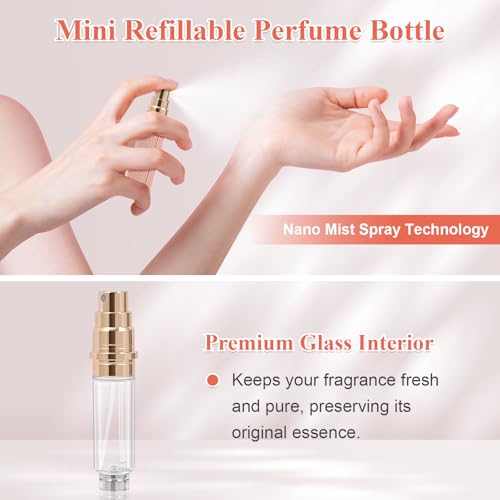 Refillable Travel Perfume Bottle – Fine Mist Atomizer, Bottom Fill, Genuine Leather Shell, TSA Approved, For Daily Refresh & Travel (Black, 10ml)4