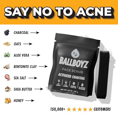 Ballboyz Game Plan Face Care Kit Designed for and by Athletes - Natural and Science Based - Activated Charcoal Face Scrub, Tropical Paradise Body Scrub and Pimple Patches