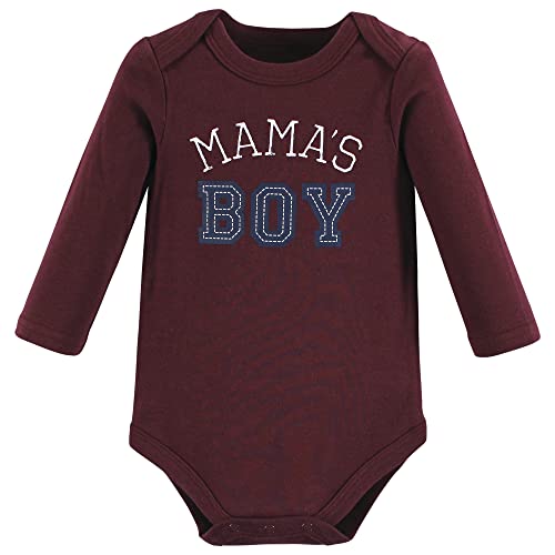 Hudson Baby Unisex Baby Cotton Long-Sleeve Bodysuits Mamas Boy, 6-9 Months