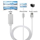 ZFKJERS Phone to HDMI Cable, Mirroring Phone Screen to TV/Projector/Monitor Adapter Cable, 1080P Digital AV Adapter, Compatible with iOS Devices (Silver)
