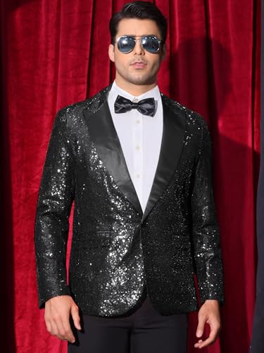 Lars Amadeus Sequin Blazers for Men's Peak Lapel Glitter Sport Coat Wedding Sparkly Suit Jacket2