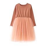 Kids Toddler Girl Mardi Gras Outfit Crewneck Long Sleeve Layered Tutu Dress Fashion Holiday Party Dress 6M-5Y Orange 90