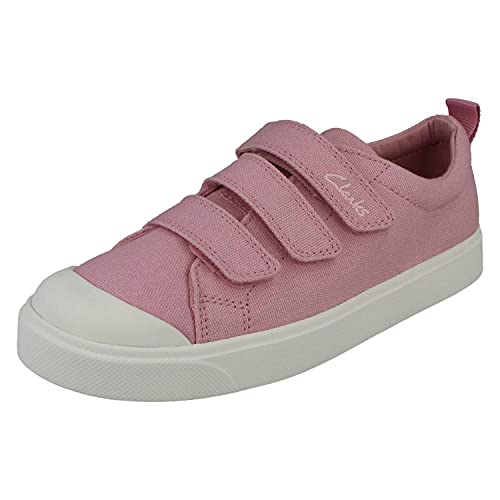 Image of Clarks Girls' City Vibe K Trainers, Pink Canvas, 34 EU Weit