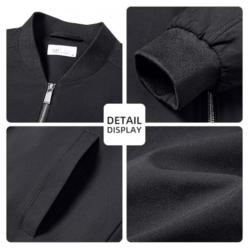 Men's Lightweight Bomber Jacket for Spring Fall Casual Windbreaker Zip-Up Coat with Multiple Pockets4