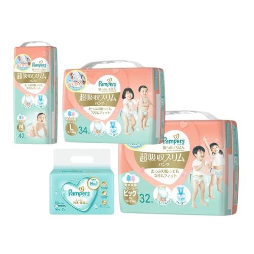 パンパース 肌へのいちばん 超吸収スリム パンツタイプ 4パックとおしりふき 4パック (ビッグサイズ) [ Pampers おむつ オムツ ]