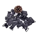 Sutoyuen 25Pcs Pacifier Clips Holders Suspender Mitten Binky Clip for DIY Dummy Chain Baby Blankets Bib Holder Suit for 20mm Ribbon (Black)