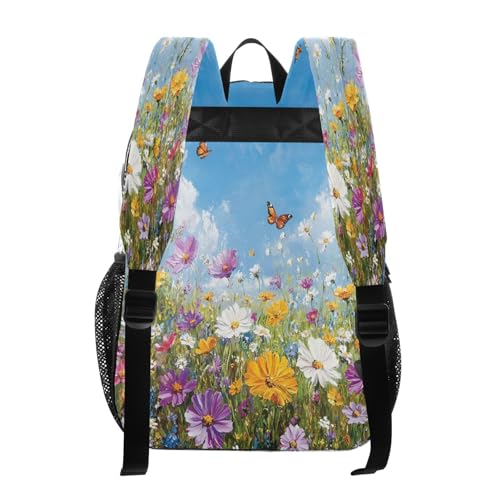 Colorful Beautiful Wildflowers Clear Backpack - Stadium Approved Large 15.7-inch Waterproof Transparent Bag for Sports, Concerts, Work, Travel#2663
