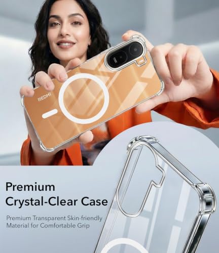 Image of Jkobi Shockproof Crystal-Clear Back Cover for Redmi A7 Pro 4G|5G (Magsafe Wireless Support | Drop & Camera Protection | Hard Polycarbonate)
