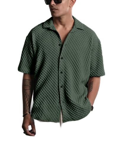 Image of NexaFlair Casual Shirt for Men|| Shirt for Men|| Men Stylish Shirt||Button Down Shirts Half Sleeve Bubble Fashion Textured Shirt
