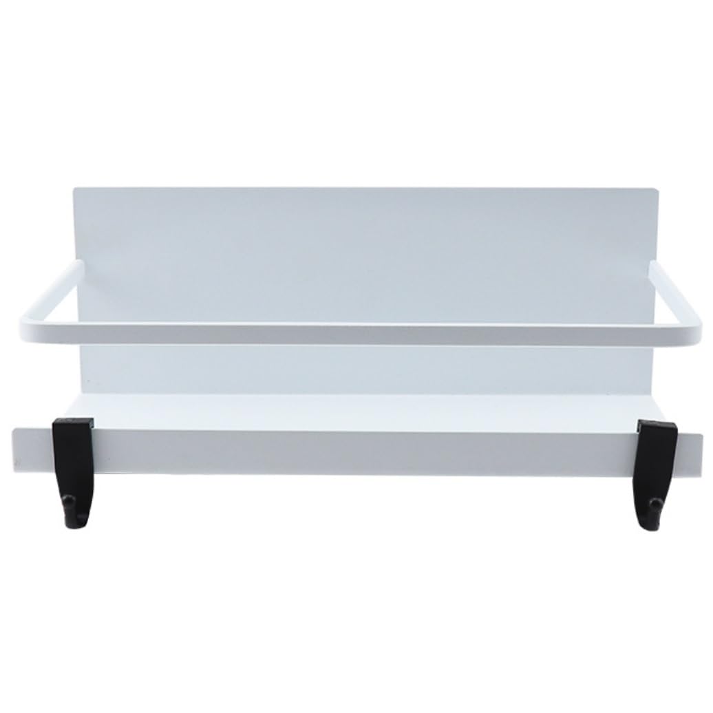 półka na przyprawy, Oszczędność miejsca w małej kuchni Mocna półka z 2 zdejmowanymi haczykami Organizer na przyprawy(White)
