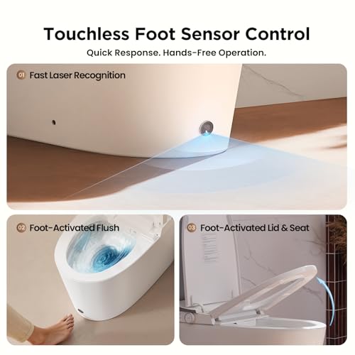 JOMOO Smart Toilet, Smart Toilet with Bidet Built In, Tankless Bidet Toilet with Heated Seat & Warm Water, Foot Sensor Flush, Elongated Smart Toilets 12” Rough-In for Bathroom by JOMOO - Image 7