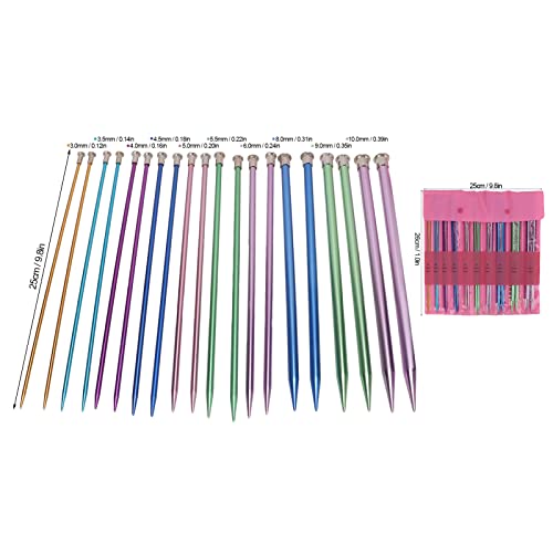 10 Pairs Aluminum Knitting Needles Set, Single Point, Multicolor, 3mm-10mm Sizes, 10 Inch Length by Hztyyier - Used condition - Image 9