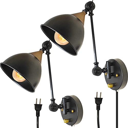 MAZEBLITZ Plug in Wall Sconces Set of 2, Swing Arm ...