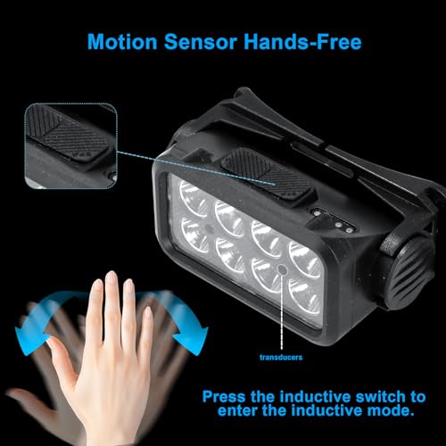 2 Stück Wiederaufladbare LED Stirnlampe,2500 Lumen IPX6 Sensor Kopflampe – Ansicht 3