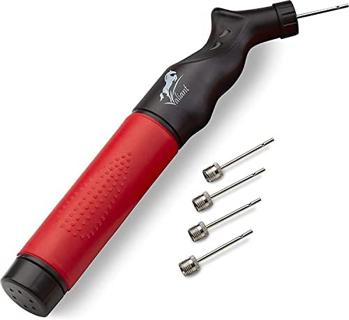 Sports Ball Pump Inflator with Needles (Pin) and Pouch, Portable Air Ball Pump with pins to Inflate Athletic Soccer Ball, Football, Volleyball, Rugby-Ball, and Basketball