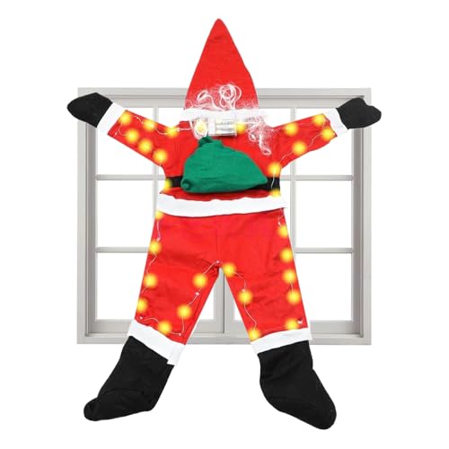 Père Noël grimpant robuste pour décorer une fenêtre face au vent