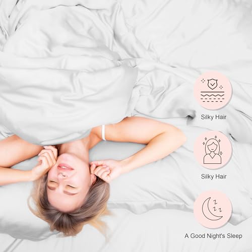 Seiwohl Satin Silk Pillowcases for Hair and Skin Ivory Pillow cases 2 Pack with Hair Silk Scrunchies for women Cooling Pillow cases with Envelope Closure - Image 4