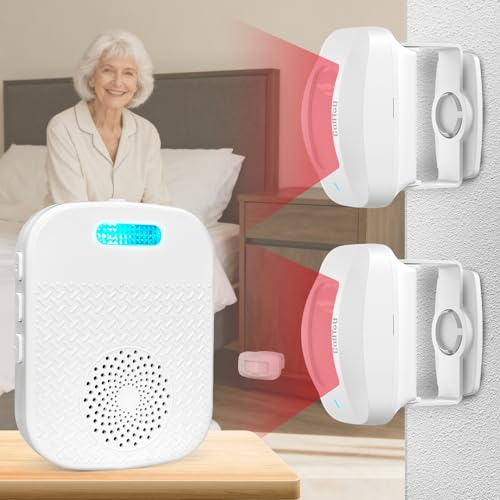 CallToU Bed Alarm for Elderly Adults Sensor Alarm and Fall Prevention for Elderly/Dementia and More,Portable Caregiver Pager Motion Sensor with 5 Volume Level (1 Receiver +2 Sensor)