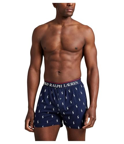 Polo Ralph Lauren Mens Exposed Waistband Knit Boxer Cruise Navy/White AOPP Medium