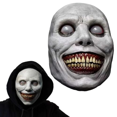 WVWMYM - WVWMYM Masque Halloween Effrayant, Masque Terrifier Ghostface, Démon Souriant Latex Masque, Masques Horreur Cosplay pour Halloween Démon Carnaval Mardi Gras (Gris) - -49%