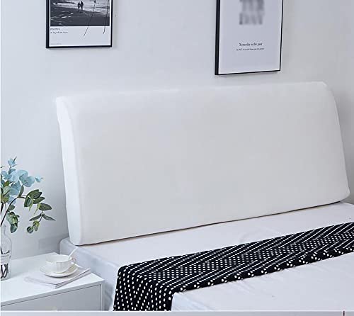Funda protectora para cabecero de cama individual de tela afelpada, elástica y lavable, para dormitorio, color beige suave, 120 cm, se adapta a cabeceros de hasta 120 cm, diseño liso para mayor estilo
