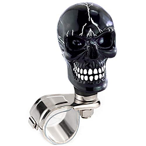 Arenbel Steering Booster Suicide Brody Knob Skull Shape Car Wheel Turning Spinner Assist Grip Handle Fit Most Vehicles Trucks Boats, Black