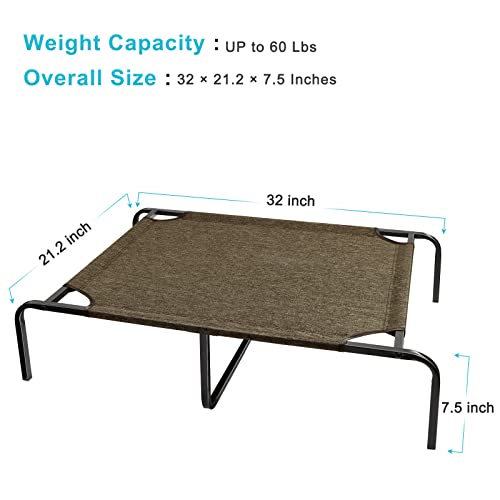 Elevated Dog Beds For Medium Small Dogs Portable Outdoor Raised Dog Cots Bed With Extra Support, Breathable Mesh For Pets Up To 60 Lbs, Dark Brown #TOP1