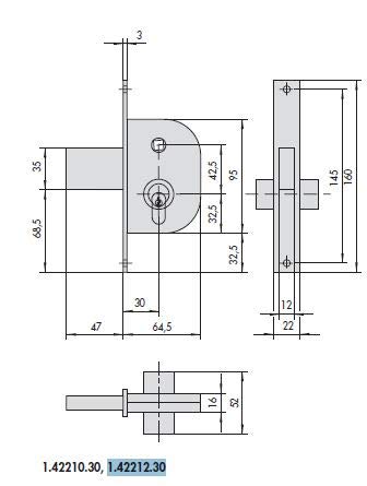 Cisa 11592-20 Serratura per Cancello 42212, 30 mm