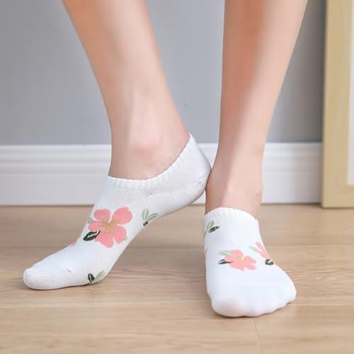 2 pairs of flower patterned women's short socks, invisible socks, fashionable items2