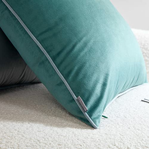 T Soleil Less Is More Throw Pillow Covers Decorative Pillows Blue Cushion Covers | Set Of 4, Ocean Hug Series, Robin's Egg Blue Color Matching Designs, Soft Velvet Piped Edging, 45 X 45 Cm #TOP4