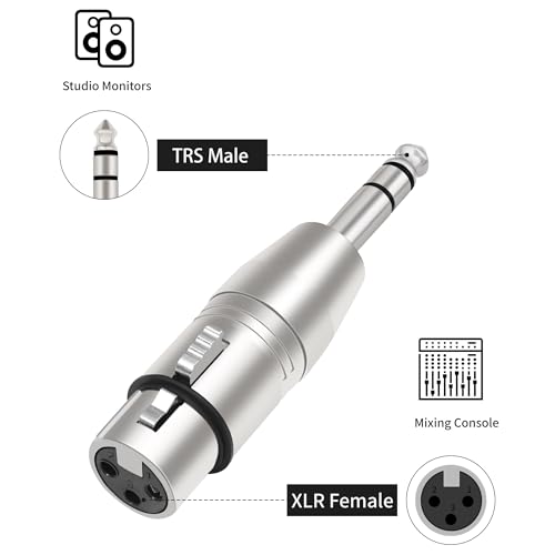 Adaptador XLR a 1/4 6.35mm macho a XLR hembra miniatura 2