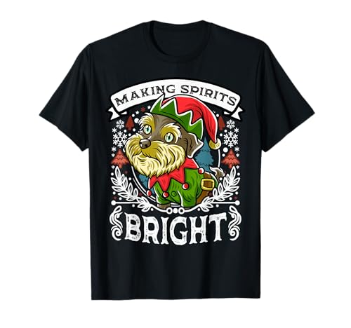 Miniatura Schnauzer Spirits Bright Christmas Dog Camiseta