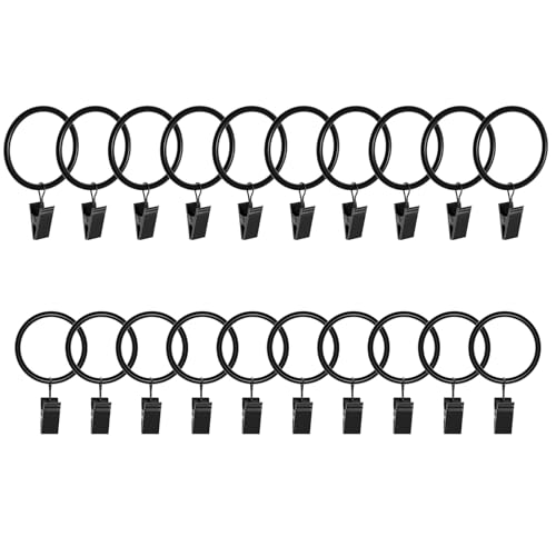 Lansian 20Pack Curtain Rings with Clips, Drapery Clips for Curtain, Drapery Rings with Clips for Hanging Drapery Drapes Bows, 1.5 inch Interior Diameter, Fits up to 1 1/4 in Curtain Rod, Vintage Black Lansian 20Pack Curtain Rings with Clips, Drapery Clips for Curtain, Drapery Rings with Clips for Hanging Drapery Drapes Bows, 1.5 inch Interior Diameter, Fits up to 1 1/4 in Curtain Rod, Vintage Black