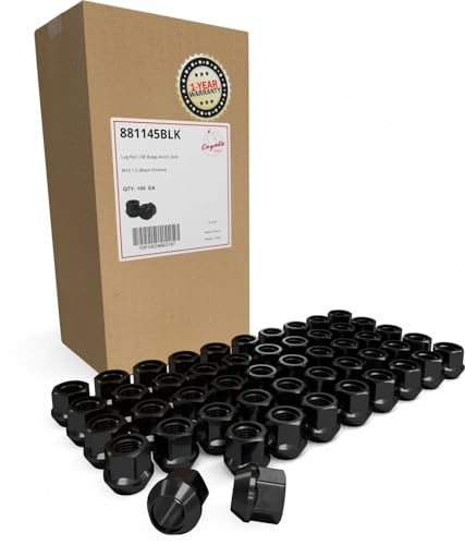 Image of Wheel Accessories Parts 100 Pcs M12x1.5 12x1.5 Thread Open End Bulge Acorn 21mm 0.84 inch Long Lug Nuts Black 3 /4 inch 19mm Hex Fits Many Chevy Honda Toyota Passenger Cars with Aftermarket Wheels