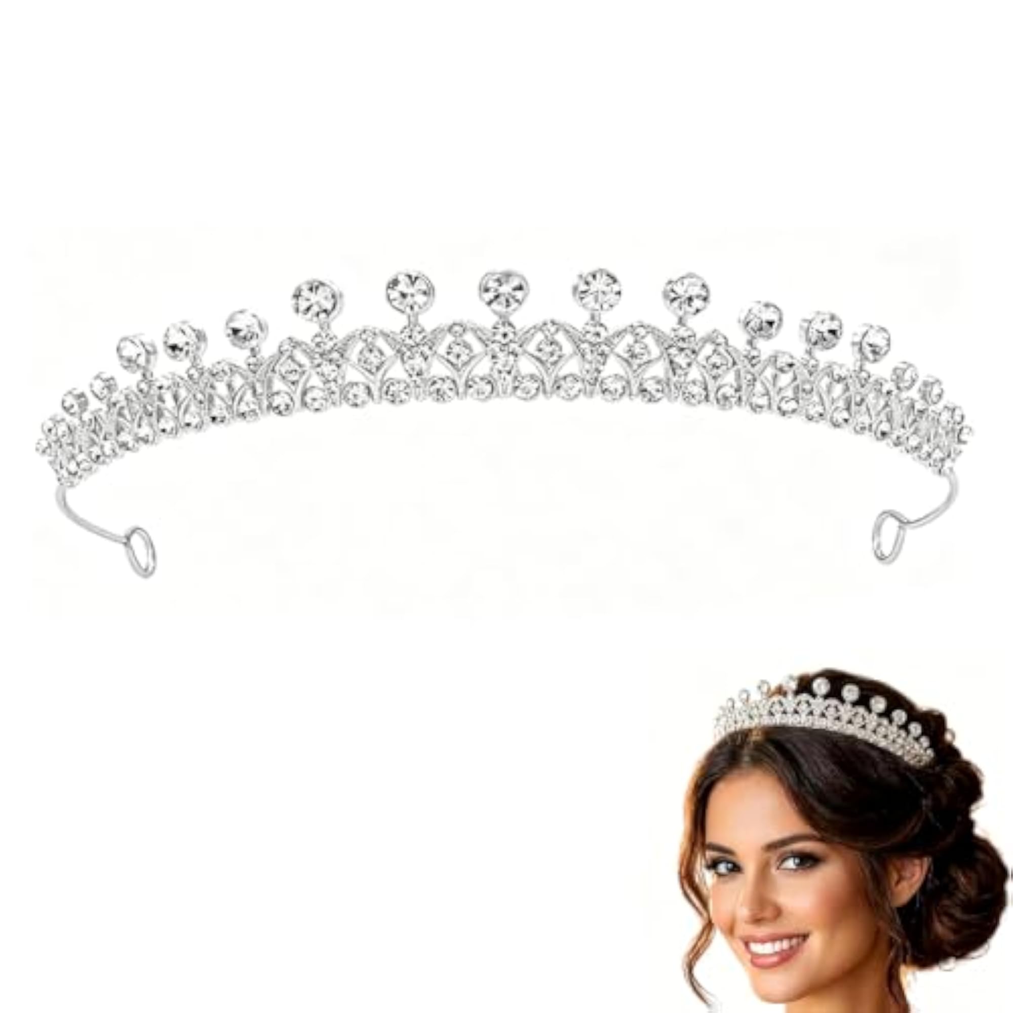 Women's Elegant Crystal Design Hair Crown, Adjustable Fit
