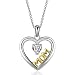 Caperci Sterling Silver and 14K Gold Plated "MOM" Heart Pendant Necklace, Valentines Day Gift for Mom