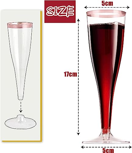 LATERN 50Pcs Rose Gold Rimmed Champagne Flutes - Image 4