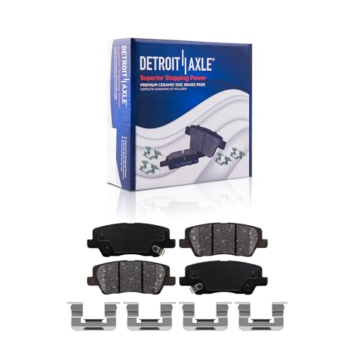 Image of Detroit Axle - Rear Brake Pads for 2013-2019 Cadillac ATS 2014-2019 CTS | Ceramic Brake Pads w /Hardware 2015 2016 2017 2018 Replacement