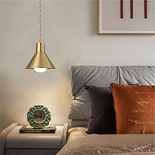 Fulesi Farmhouse Pendant Light Brushed Brass Gold Ceiling Hanging Light Fixtures With Metal Shade, Mini Single Head Pendant Lamp For Bedroom Dining Room Kitchen Island #TOP7